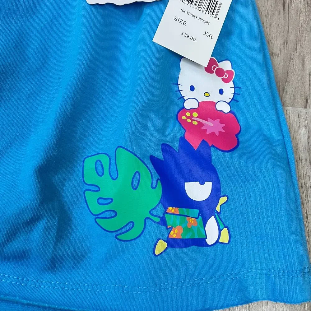 Hello Kitty&Friends SummerVacation French Terry Women HighRise Skort-Juniors 2XL